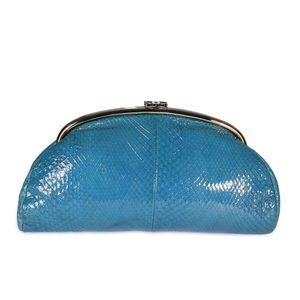 Chanel Blue Glazed Python Timeless Clutch